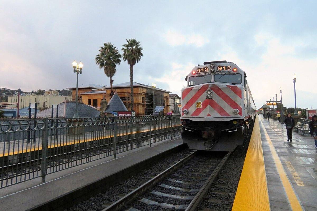 Caltrain at the historic San Carlos station